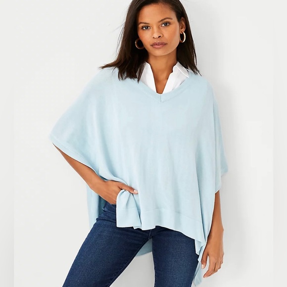 Ann Taylor Black Label V-neck Poncho.  Light Blue.  Size XS/S - Picture 1 of 10